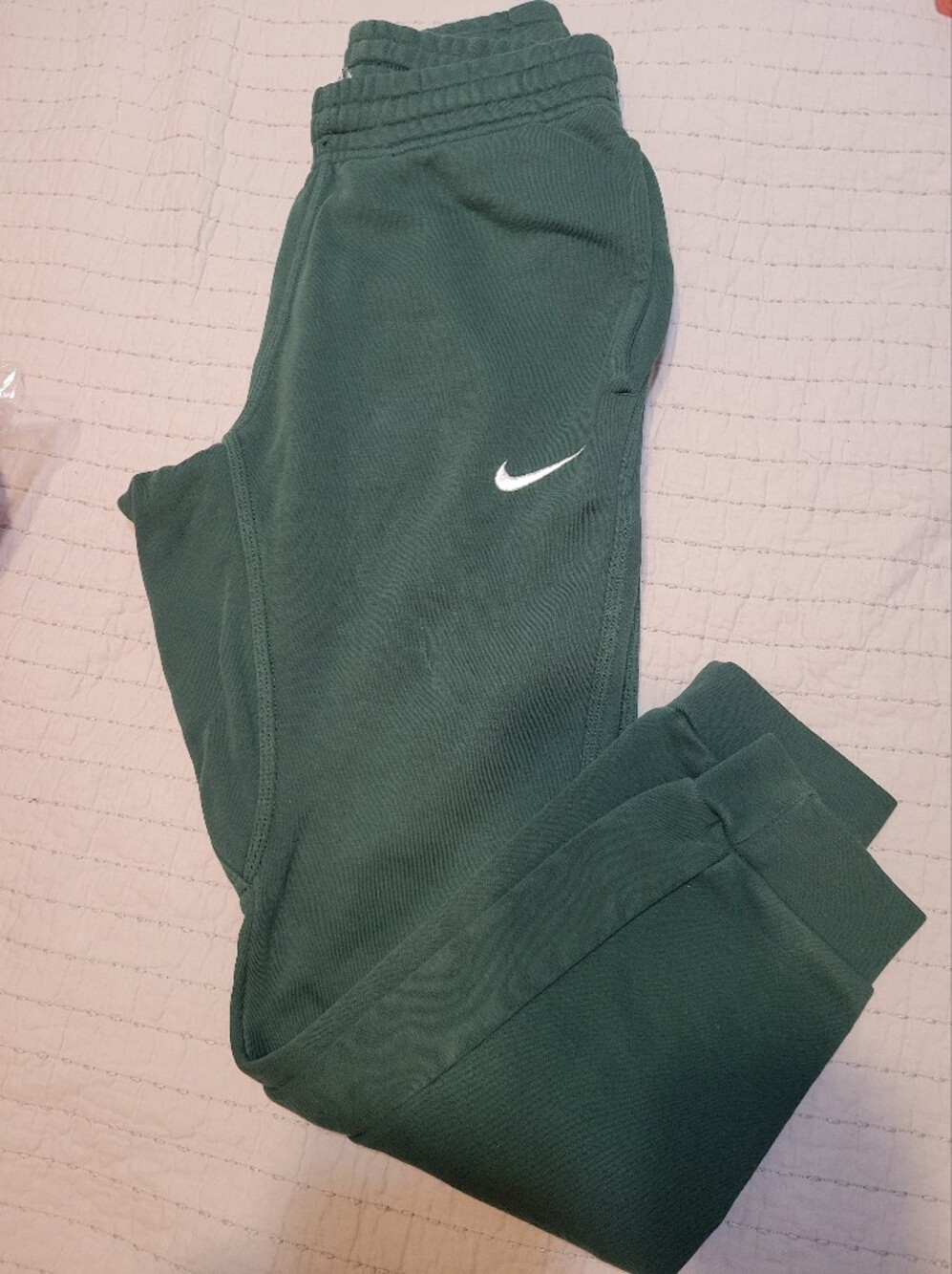 Nike Dark Green Fleece Joggers Mens Small With Back Pocket